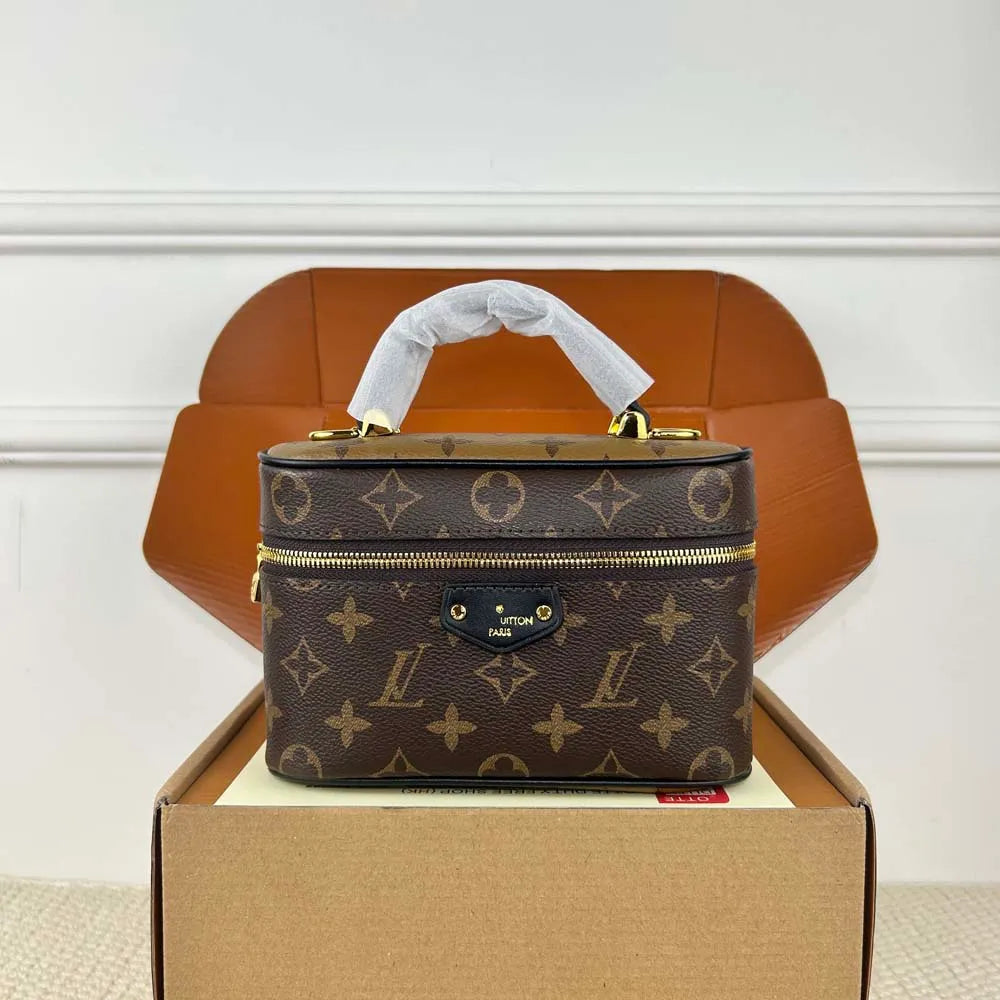 Designer Bag Makeup Bag Luxury Cosmetic Bag High Quality Women'S Handbag Purse Cowhide Travel Storage Bag Toiletry Bag Mini Brown Vanity Bag Designer Cosmetic Bag
