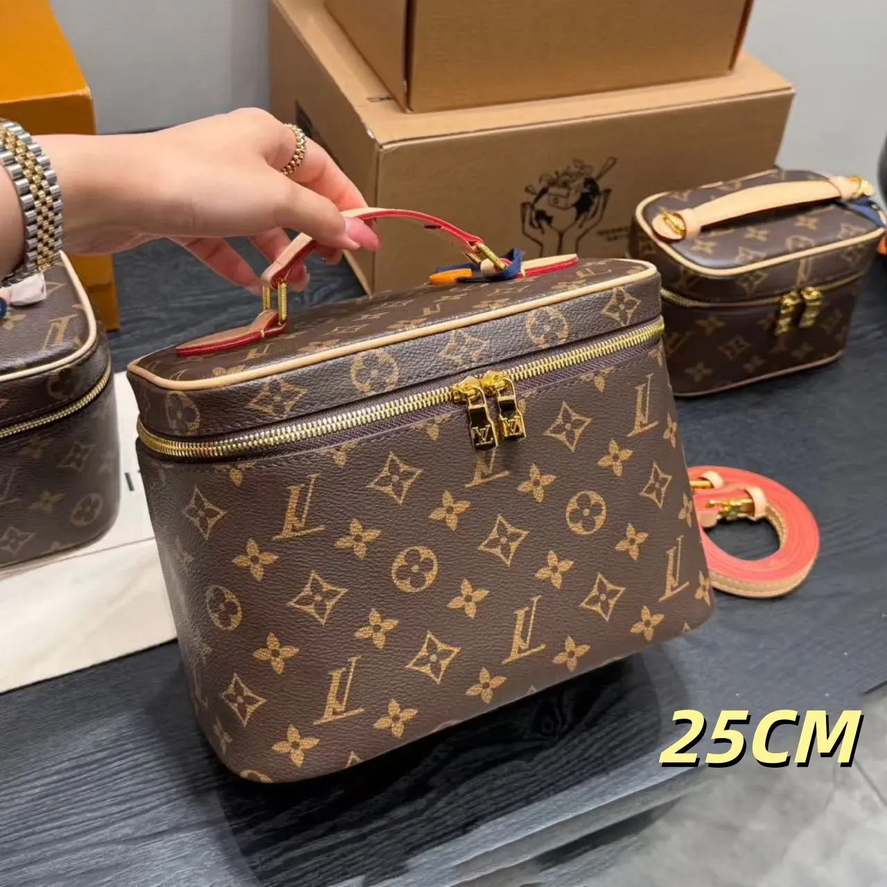 Designer Bag Makeup Bag Luxury Cosmetic Bag High Quality Women'S Handbag Purse Cowhide Travel Storage Bag Toiletry Bag Mini Brown Vanity Bag Designer Cosmetic Bag