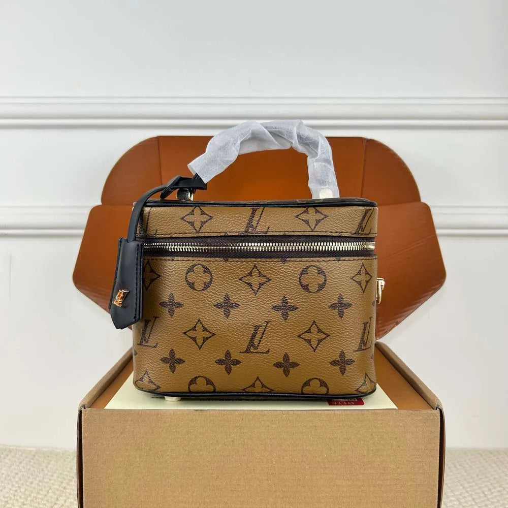 Designer Bag Makeup Bag Luxury Cosmetic Bag High Quality Women'S Handbag Purse Cowhide Travel Storage Bag Toiletry Bag Mini Brown Vanity Bag Designer Cosmetic Bag