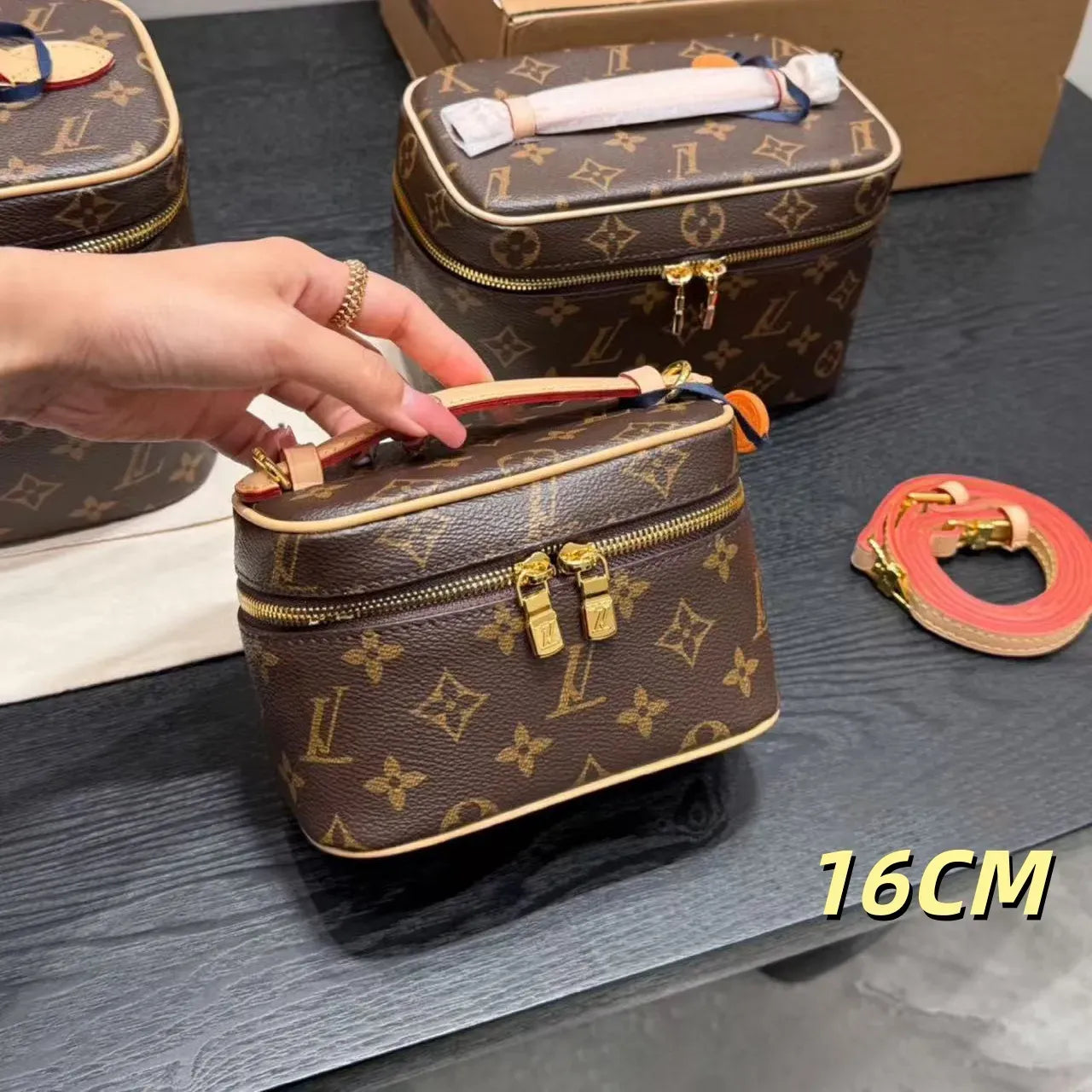 Designer Bag Makeup Bag Luxury Cosmetic Bag High Quality Women'S Handbag Purse Cowhide Travel Storage Bag Toiletry Bag Mini Brown Vanity Bag Designer Cosmetic Bag