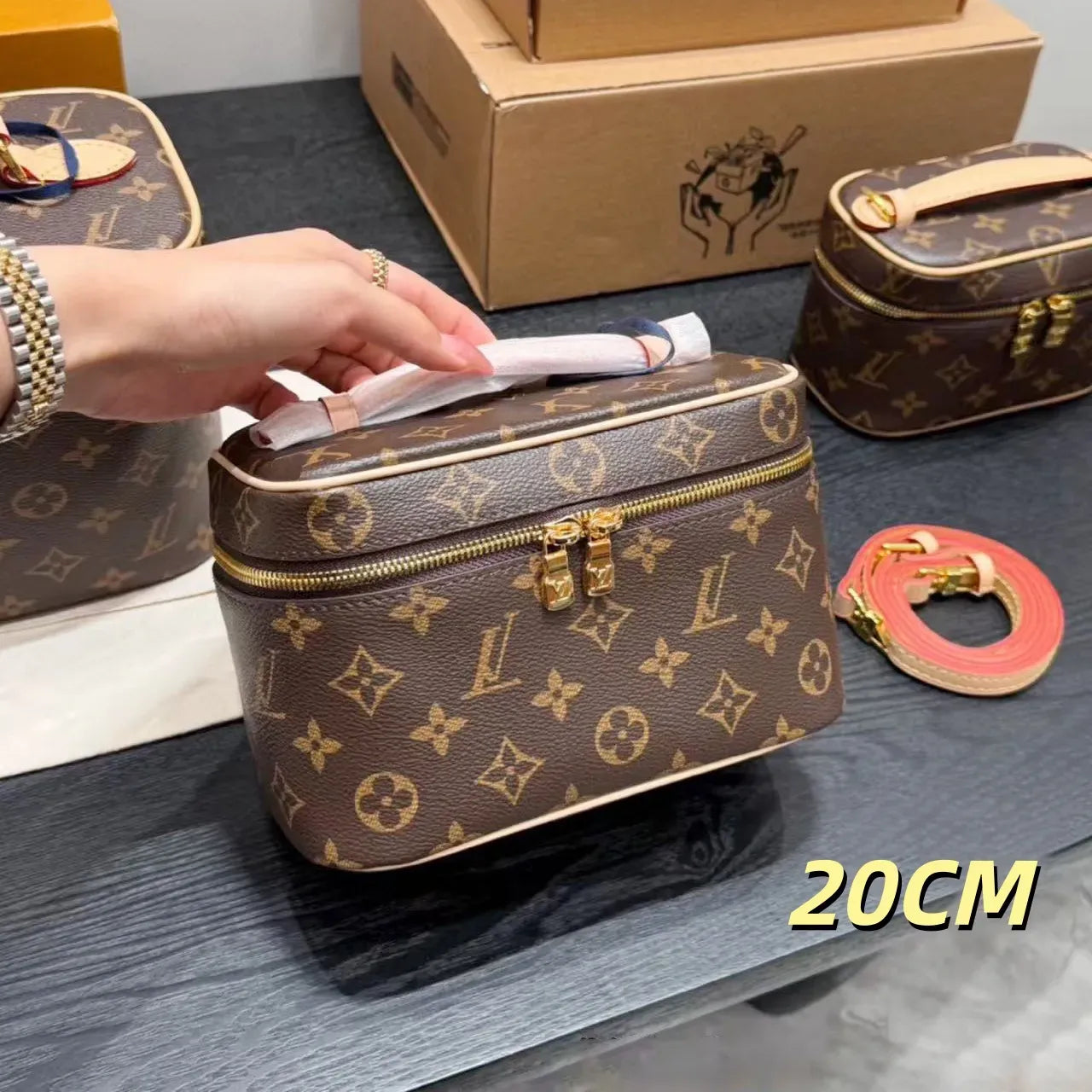 Designer Bag Makeup Bag Luxury Cosmetic Bag High Quality Women'S Handbag Purse Cowhide Travel Storage Bag Toiletry Bag Mini Brown Vanity Bag Designer Cosmetic Bag